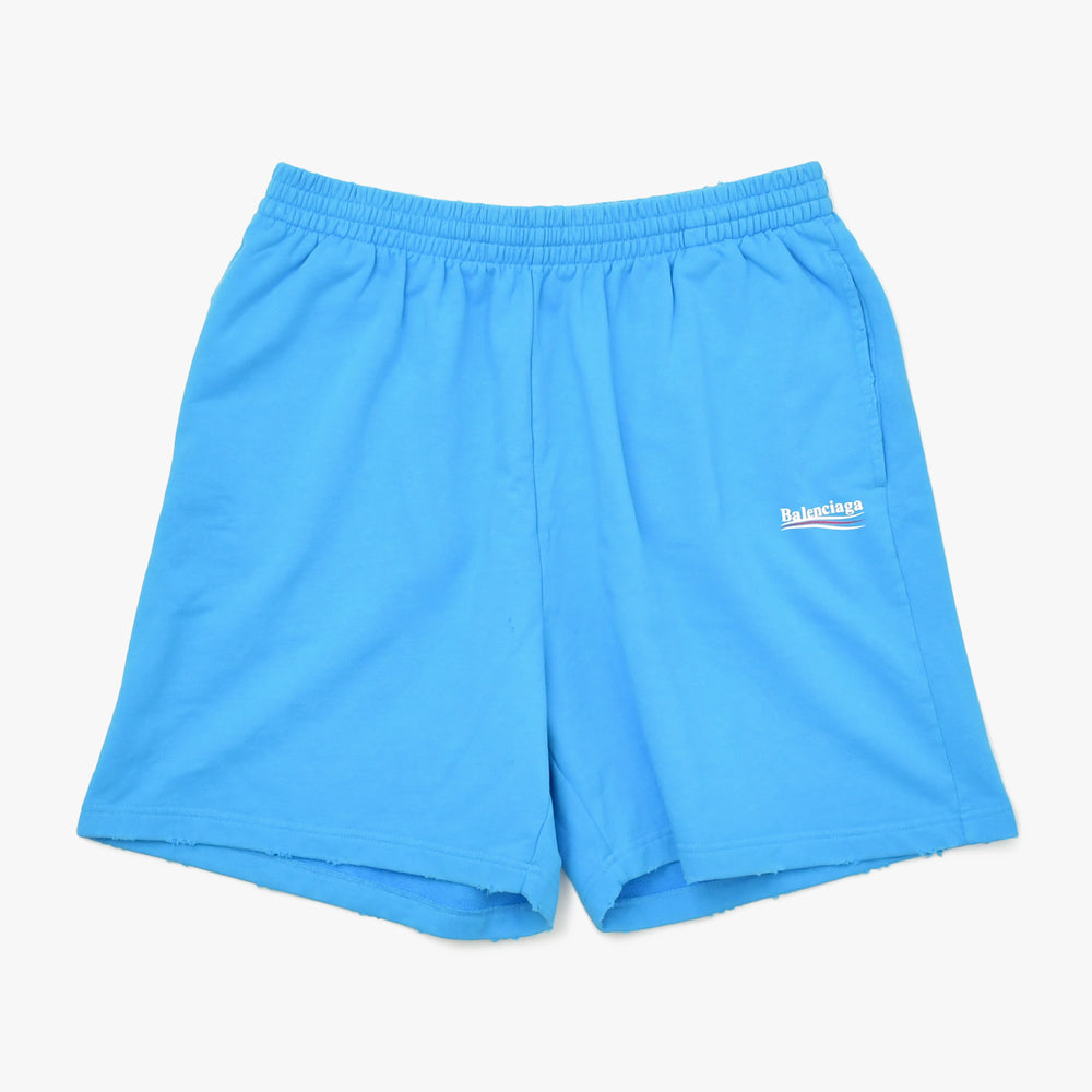 BALENCIAGA バレンシアガ Political Campaign Logo キャンペーンロゴ ショートパンツ ショーツ スカイブルー ブルー 676137 サイズM 美品 中古 4a009062