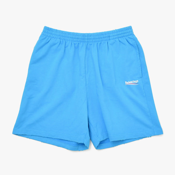 BALENCIAGA バレンシアガ Political Campaign Logo キャンペーンロゴ ショートパンツ ショーツ スカイブルー ブルー 676137 サイズM 美品 中古 4a009062