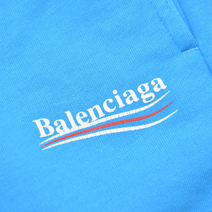 BALENCIAGA バレンシアガ Political Campaign Logo キャンペーンロゴ ショートパンツ ショーツ スカイブルー ブルー 676137 サイズM 美品 中古 4a009062