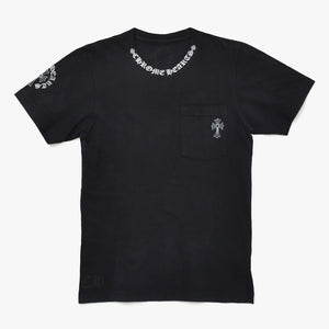 極美品 CHROME HEARTS クロムハーツ ネックロゴ 半袖Tシャツ サイズXS CHクロス ホースシュー ブラック 中古 4a009184