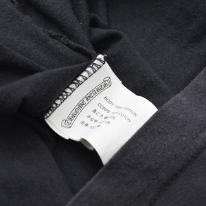 極美品 CHROME HEARTS クロムハーツ ネックロゴ 半袖Tシャツ サイズXS CHクロス ホースシュー ブラック 中古 4a009184