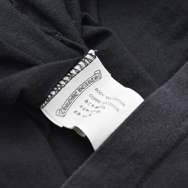 極美品 CHROME HEARTS クロムハーツ ネックロゴ 半袖Tシャツ サイズXS CHクロス ホースシュー ブラック 中古 4a009184