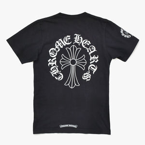 極美品 CHROME HEARTS クロムハーツ ネックロゴ 半袖Tシャツ サイズXS CHクロス ホースシュー ブラック 中古 4a009184
