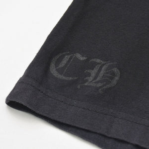 極美品 CHROME HEARTS クロムハーツ ネックロゴ 半袖Tシャツ サイズXS CHクロス ホースシュー ブラック 中古 4a009184