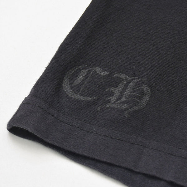 極美品 CHROME HEARTS クロムハーツ ネックロゴ 半袖Tシャツ サイズXS CHクロス ホースシュー ブラック 中古 4a009184