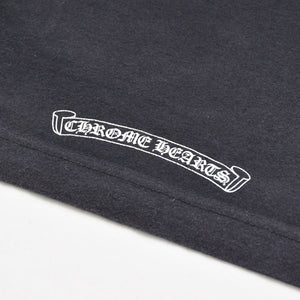 極美品 CHROME HEARTS クロムハーツ ネックロゴ 半袖Tシャツ サイズXS CHクロス ホースシュー ブラック 中古 4a009184