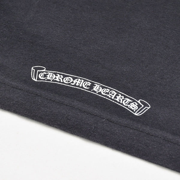 極美品 CHROME HEARTS クロムハーツ ネックロゴ 半袖Tシャツ サイズXS CHクロス ホースシュー ブラック 中古 4a009184
