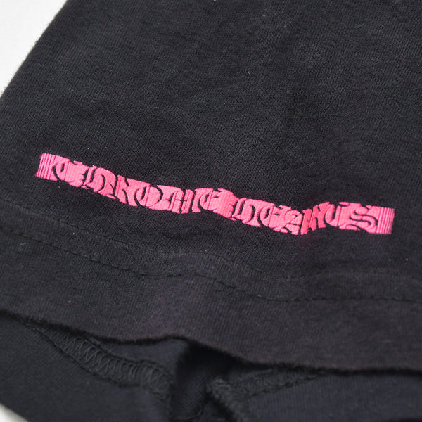 極美品 CHROME HEARTS クロムハーツ Made in Hollywood Vertical Logo Tee Sサイズ ブラック ピンク スクロールラベル クロス 中古 4a009187