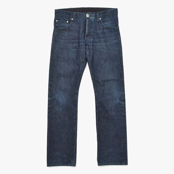 CHROME HEARTS クロムハーツ ジーンズ デニムパンツ サイズ30 クロスボールボタン ネイビー シルバー925 新型 美品 中古 4a009188
