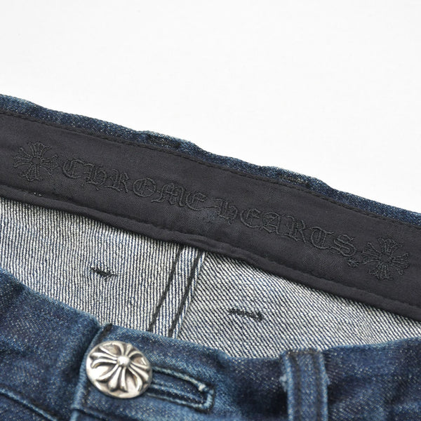 CHROME HEARTS クロムハーツ ジーンズ デニムパンツ サイズ30 クロスボールボタン ネイビー シルバー925 新型 美品 中古 4a009188