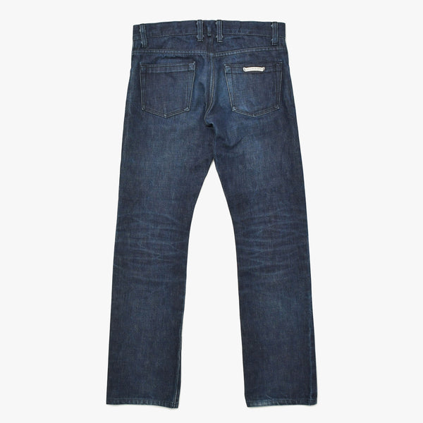 CHROME HEARTS クロムハーツ ジーンズ デニムパンツ サイズ30 クロスボールボタン ネイビー シルバー925 新型 美品 中古 4a009188