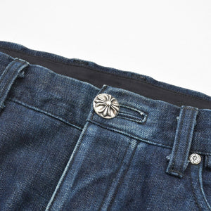 CHROME HEARTS クロムハーツ ジーンズ デニムパンツ サイズ30 クロスボールボタン ネイビー シルバー925 新型 美品 中古 4a009188