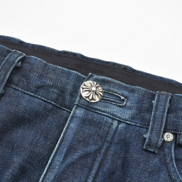 CHROME HEARTS クロムハーツ ジーンズ デニムパンツ サイズ30 クロスボールボタン ネイビー シルバー925 新型 美品 中古 4a009188