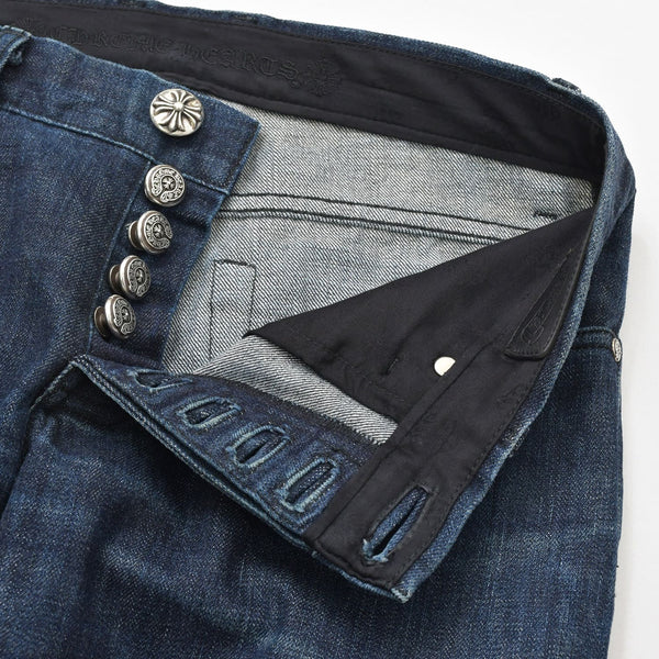 CHROME HEARTS クロムハーツ ジーンズ デニムパンツ サイズ30 クロスボールボタン ネイビー シルバー925 新型 美品 中古 4a009188