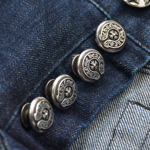 CHROME HEARTS クロムハーツ ジーンズ デニムパンツ サイズ30 クロスボールボタン ネイビー シルバー925 新型 美品 中古 4a009188
