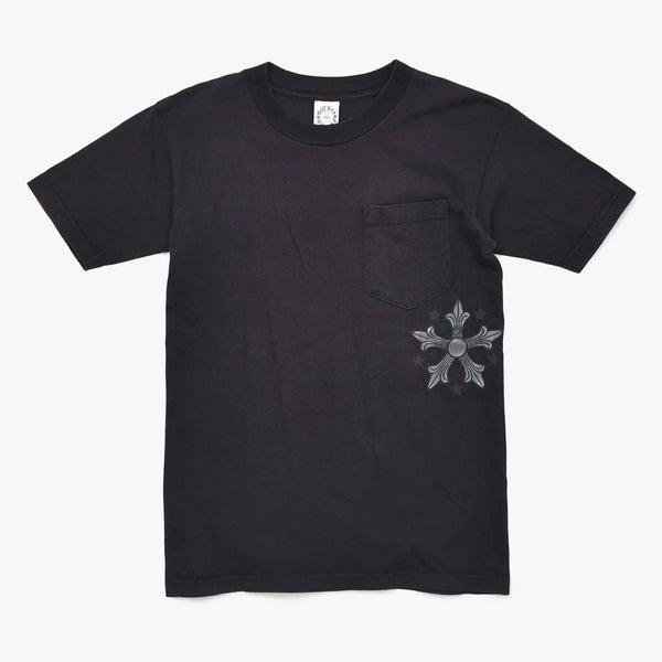CHROME HEARTS クロムハーツ オールドモデル 半袖Tシャツ サイズS スター スクロールラベルロゴ ブラック 美品 中古 4a009191
