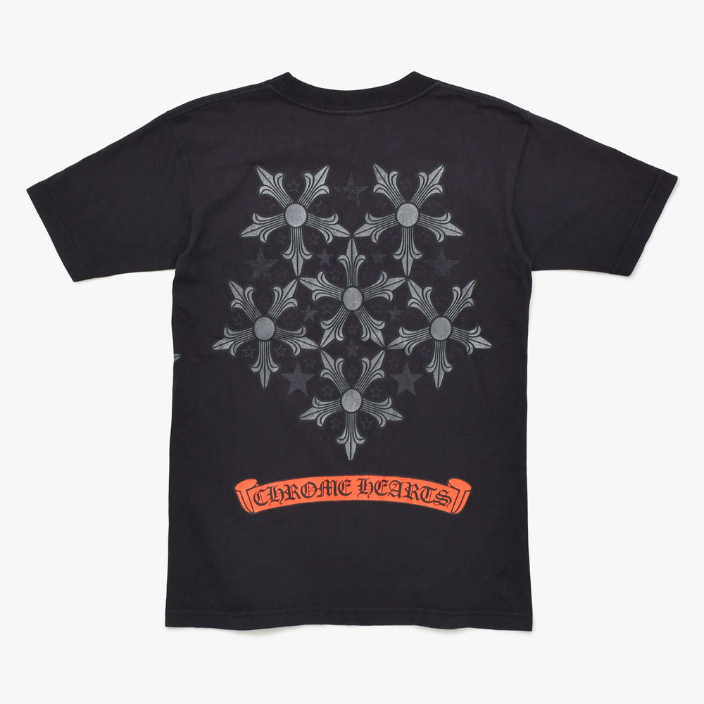 CHROME HEARTS クロムハーツ オールドモデル 半袖Tシャツ サイズS スター スクロールラベルロゴ ブラック 美品 中古 4a009191