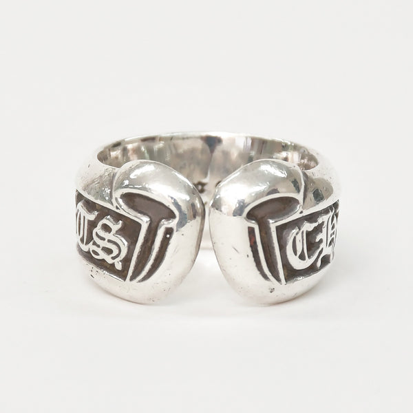 極美品 CHROME HEARTS クロムハーツ SM SCROLL LABEL スクロールラベルリング スモール 重量約10.34g サイズ10号 シルバー925 中古 4a009197