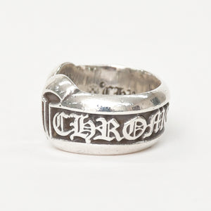 極美品 CHROME HEARTS クロムハーツ SM SCROLL LABEL スクロールラベルリング スモール 重量約10.34g サイズ10号 シルバー925 中古 4a009197