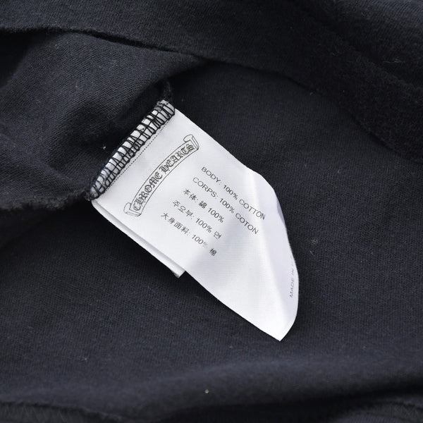 CHROME HEARTS クロムハーツ ネックロゴ 長袖Tシャツ サイズM オールドイングリッシュ ブラック 新型 美品 中古 4a009201