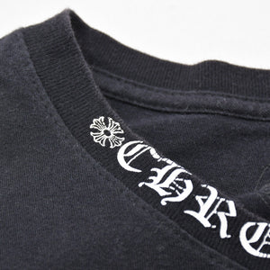 CHROME HEARTS クロムハーツ ネックロゴ 長袖Tシャツ サイズM オールドイングリッシュ ブラック 新型 美品 中古 4a009201