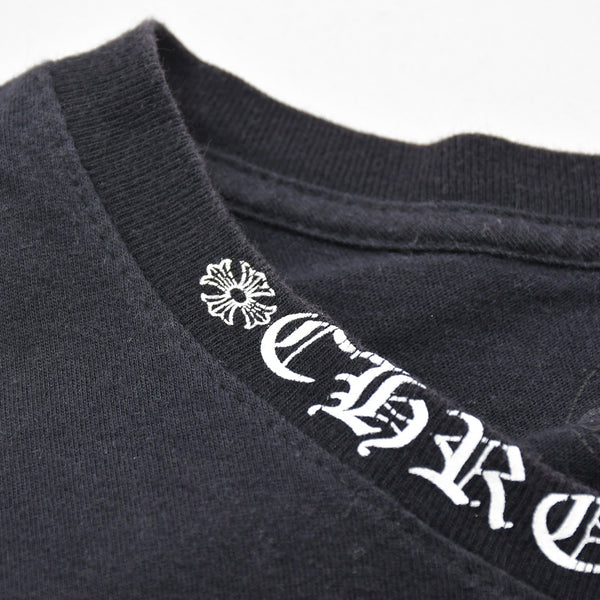CHROME HEARTS クロムハーツ ネックロゴ 長袖Tシャツ サイズM オールドイングリッシュ ブラック 新型 美品 中古 4a009201