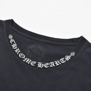CHROME HEARTS クロムハーツ ネックロゴ 長袖Tシャツ サイズM オールドイングリッシュ ブラック 新型 美品 中古 4a009201