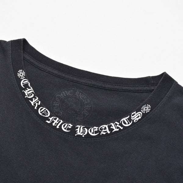 CHROME HEARTS クロムハーツ ネックロゴ 長袖Tシャツ サイズM オールドイングリッシュ ブラック 新型 美品 中古 4a009201