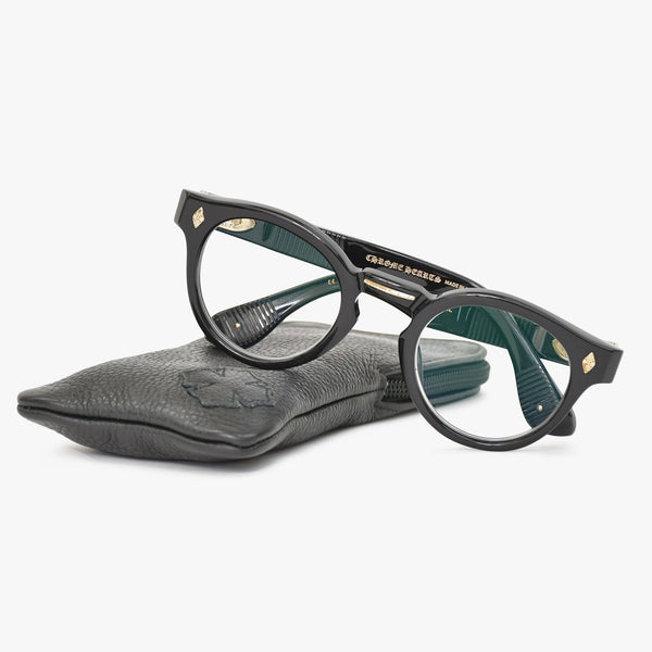 新品未使用 CHROME HEARTS クロムハーツ PETER ARNELL ピーター アーネル 伊達メガネ サイズ48□25-140 18KGP CHプラス 中古 4a009207