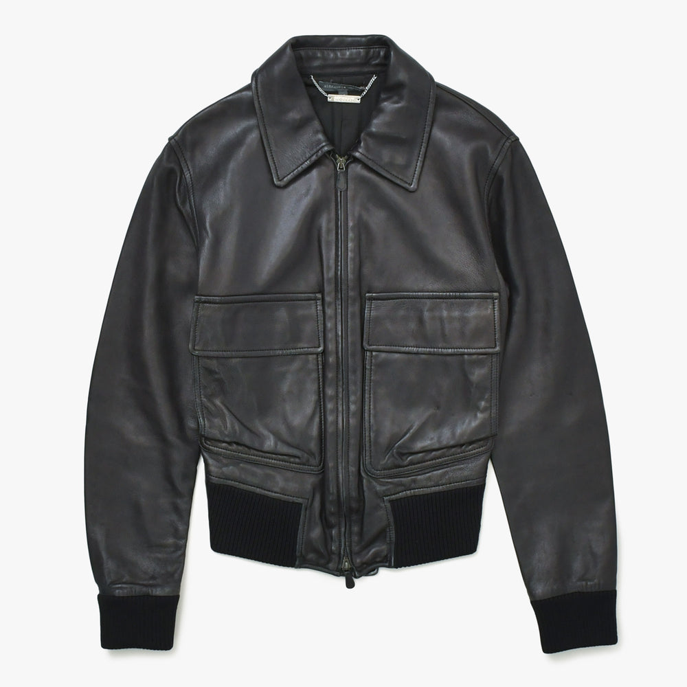 Alexander McQueen アレキサンダー マックイーン レザーフライトジャケット サイズ38 ブラック アーカイブ 美品 中古 4a009313