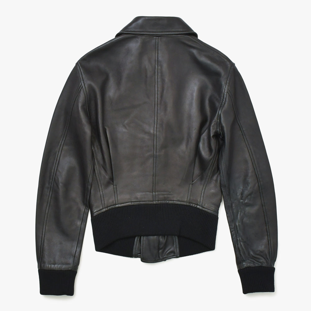 Alexander McQueen アレキサンダー マックイーン レザーフライトジャケット サイズ38 ブラック アーカイブ 美品 中古 4a009313