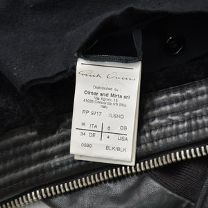 極美品 RICK OWENS リックオウエンス 変形 レザージャケット フード付き RP 9717/LSHO ラムレザー ブラック シルバー金具 サイズ38 中古 4a009325