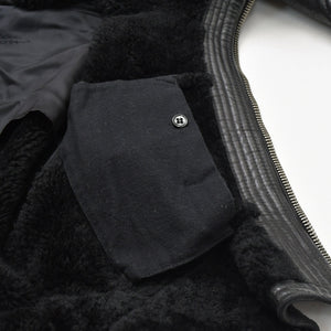 極美品 RICK OWENS リックオウエンス 変形 レザージャケット フード付き RP 9717/LSHO ラムレザー ブラック シルバー金具 サイズ38 中古 4a009325