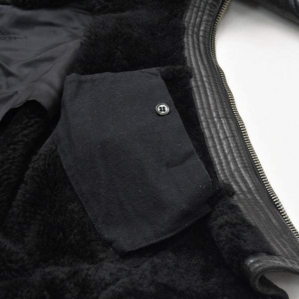 極美品 RICK OWENS リックオウエンス 変形 レザージャケット フード付き RP 9717/LSHO ラムレザー ブラック シルバー金具 サイズ38 中古 4a009325