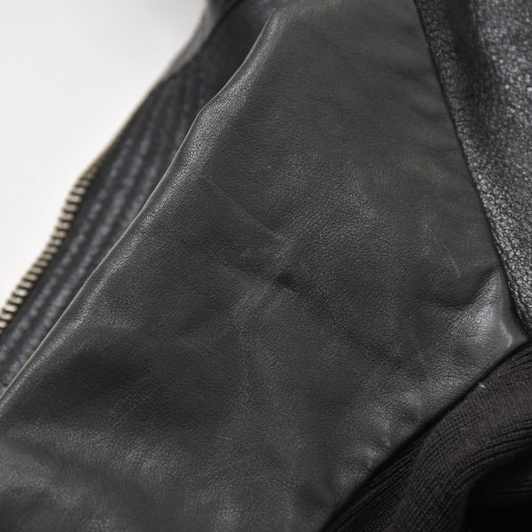 極美品 RICK OWENS リックオウエンス 変形 レザージャケット フード付き RP 9717/LSHO ラムレザー ブラック シルバー金具 サイズ38 中古 4a009325