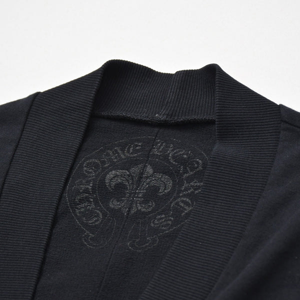 新品同様 CHROME HEARTS クロムハーツ カーディガン クロスボールボタン クロスパッチ コットン シルバー925 ブラック シルバー金具 サイズM 中古 4a009341