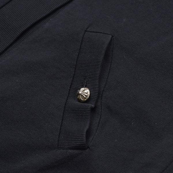 新品同様 CHROME HEARTS クロムハーツ カーディガン クロスボールボタン クロスパッチ コットン シルバー925 ブラック シルバー金具 サイズM 中古 4a009341