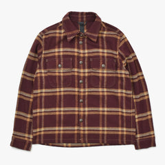 Very Good Condition CHROME HEARTS WORK DOG Check Flannel Shirt Cross Ball Button Y Knot Burgundy Light Orange Size L Used 4a009375