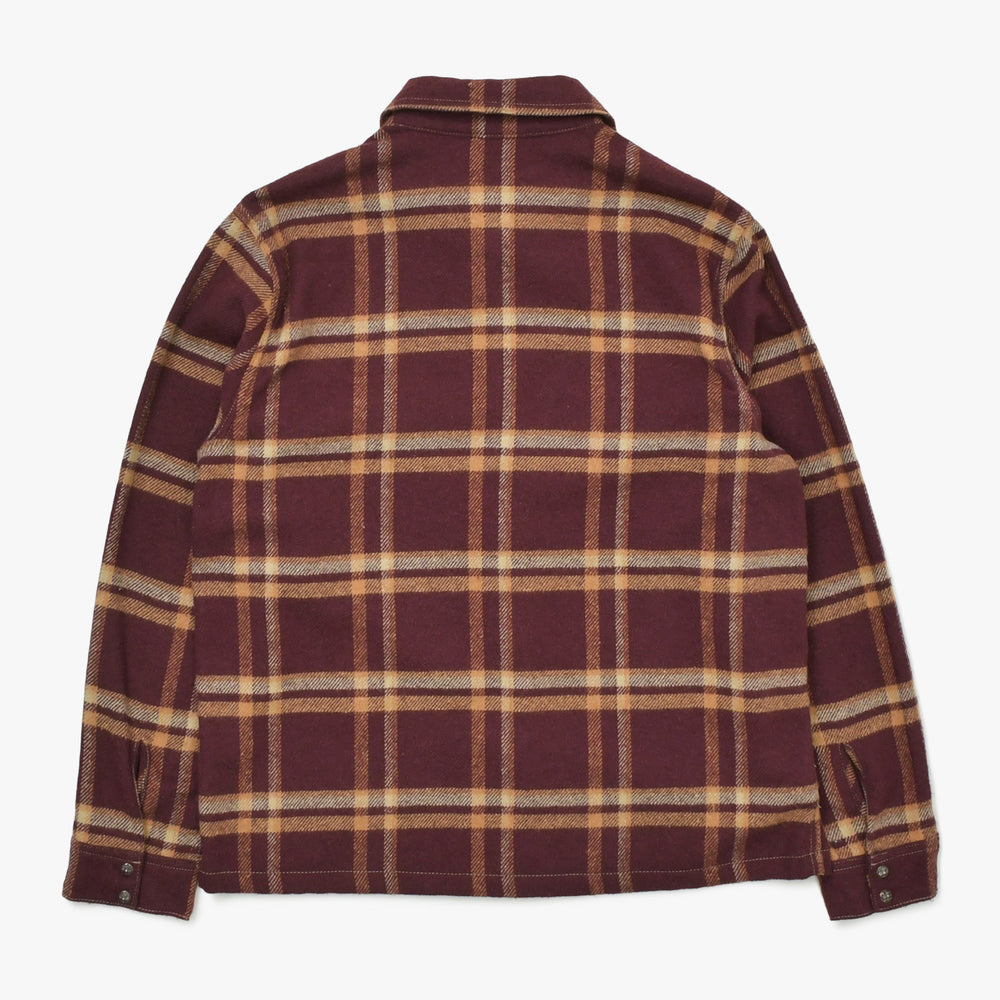 極美品 CHROME HEARTS クロムハーツ WORK DOG ワークドッグ チェック フランネルシャツ クロスボールボタン Yノット バーガンディ ライトオレンジ サイズL 中古 4a009375