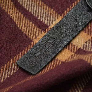 Very Good Condition CHROME HEARTS WORK DOG Check Flannel Shirt Cross Ball Button Y Knot Burgundy Light Orange Size L Used 4a009375
