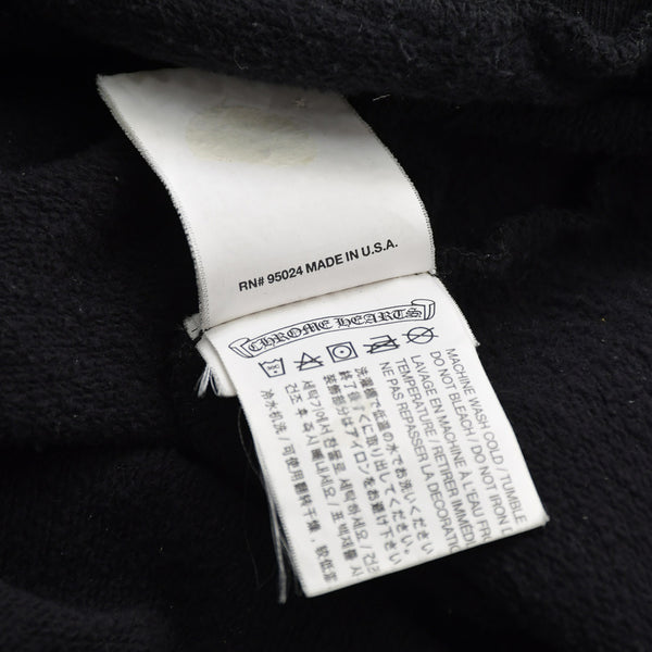 極美品 CHROME HEARTS クロムハーツ STENCIL HOODIE 袖ステンシル バックホースシュー プリント プルオーバーパーカー ブラック サイズXL 中古 4a009377