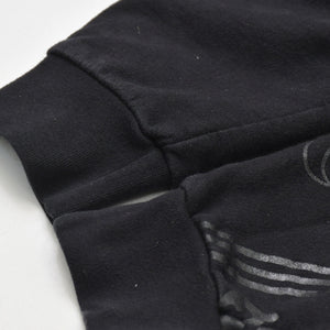極美品 CHROME HEARTS クロムハーツ STENCIL HOODIE 袖ステンシル バックホースシュー プリント プルオーバーパーカー ブラック サイズXL 中古 4a009377