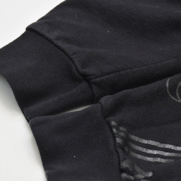 極美品 CHROME HEARTS クロムハーツ STENCIL HOODIE 袖ステンシル バックホースシュー プリント プルオーバーパーカー ブラック サイズXL 中古 4a009377