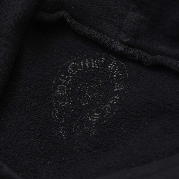 極美品 CHROME HEARTS クロムハーツ STENCIL HOODIE 袖ステンシル バックホースシュー プリント プルオーバーパーカー ブラック サイズXL 中古 4a009377