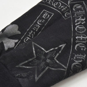 極美品 CHROME HEARTS クロムハーツ STENCIL HOODIE 袖ステンシル バックホースシュー プリント プルオーバーパーカー ブラック サイズXL 中古 4a009377
