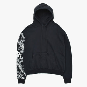 Very Good Condition CHROME HEARTS Arm Stencil Hoodie Parka Cotton Black White Size S Used 4a009378