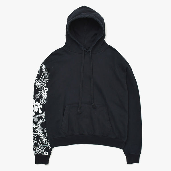 Very Good Condition CHROME HEARTS Arm Stencil Hoodie Parka Cotton Black White Size S Used 4a009378