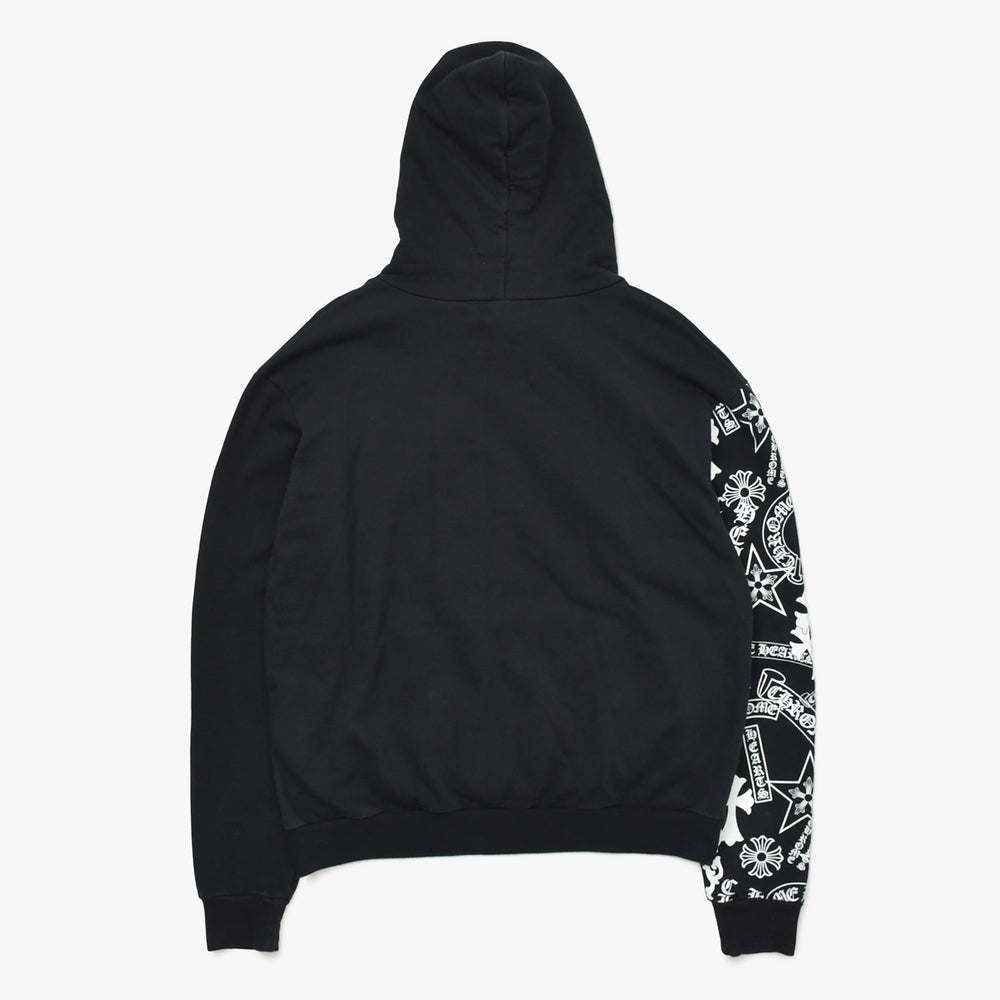 極美品 CHROME HEARTS クロムハーツ アーム ステンシル フーディ パーカー コットン ブラック ホワイト サイズS 中古 4a009378