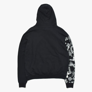 Very Good Condition CHROME HEARTS Arm Stencil Hoodie Parka Cotton Black White Size S Used 4a009378