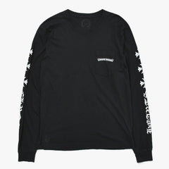 Very Good Condition CHROME HEARTS Sleeve CH Plus Old English Logo Long T Black White Size L Used 4a009379